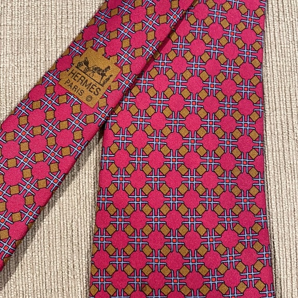 Hermes Geometric Silk Tie - Picture 3 of 4